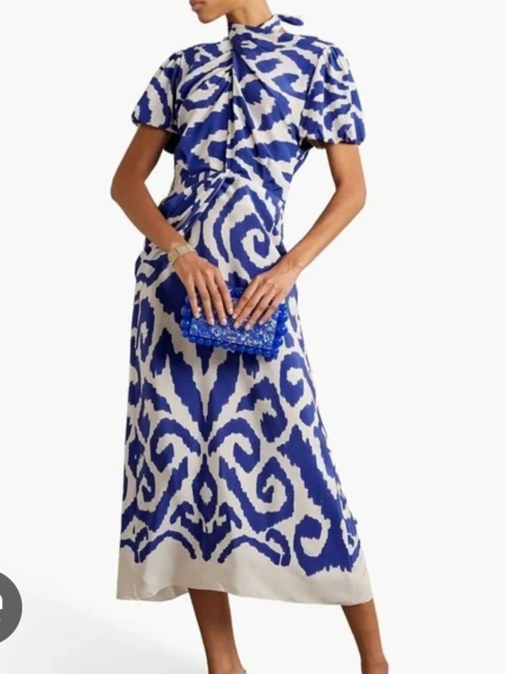 Johanna Ortiz Plantas Marinas Cutout Midi Dress 100% SILK